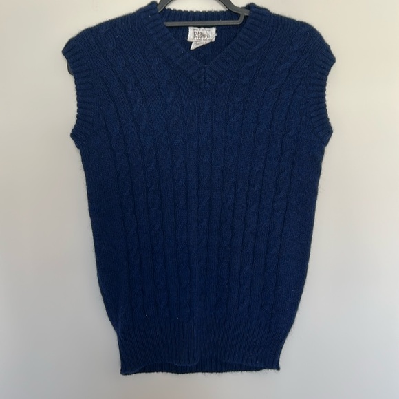Vintage Baltman & Co‎ Cable Knit Sweater Vest Navy Blue Shetland Wool Size M - Picture 1 of 4